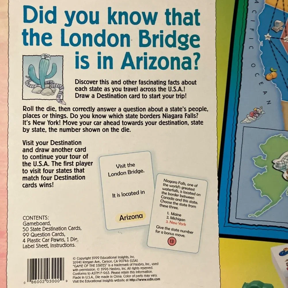 GeoSafari Game of the States by Educational Insights Complete Vintage 1991